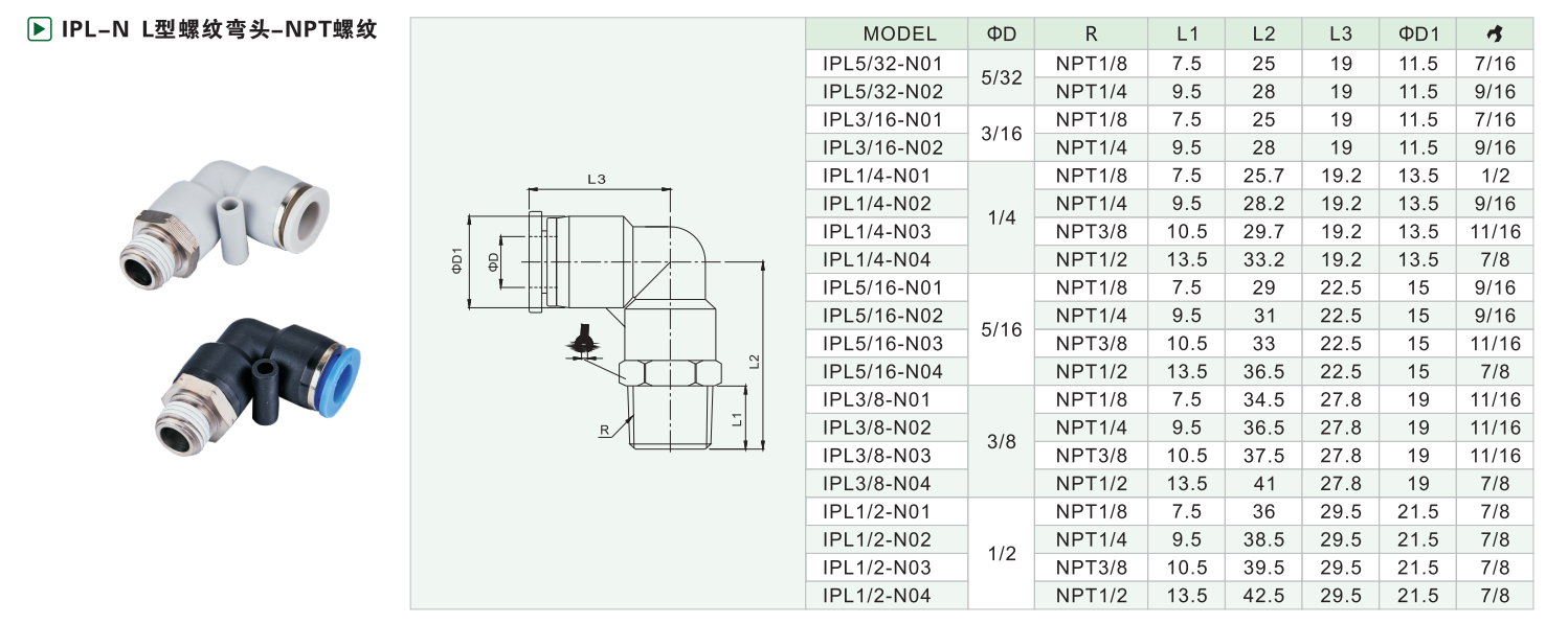 IPL-NL型螺纹弯头-NPT螺纹 IPL-NL型螺纹弯头-NPT螺纹