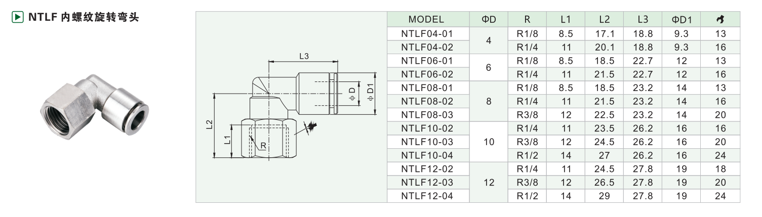 NTLF 内螺纹旋转弯头 NTLF 内螺纹旋转弯头
