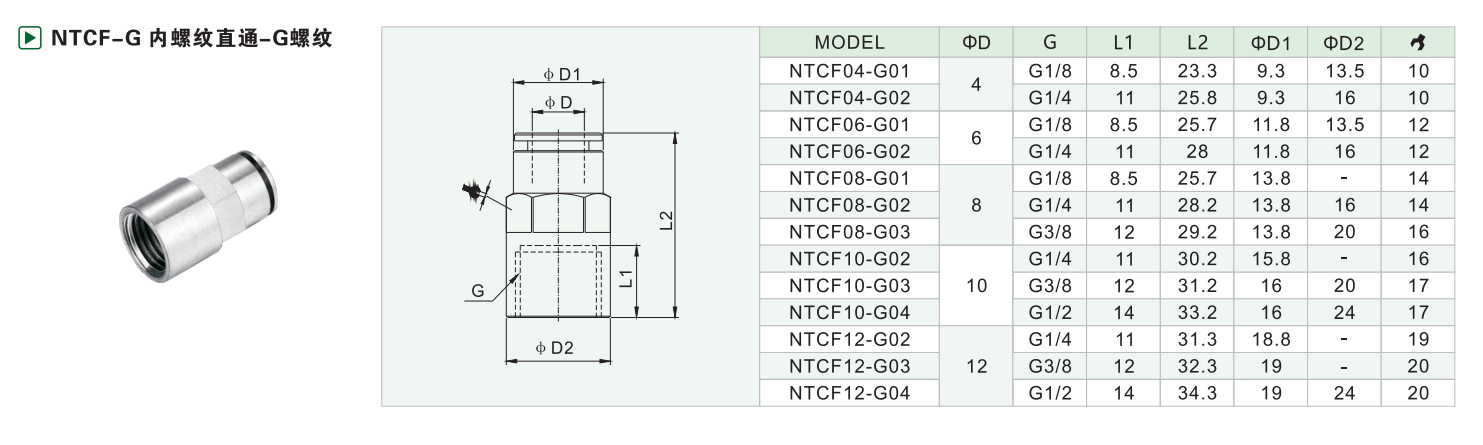 NTCF-G内螺纹直通-G螺纹